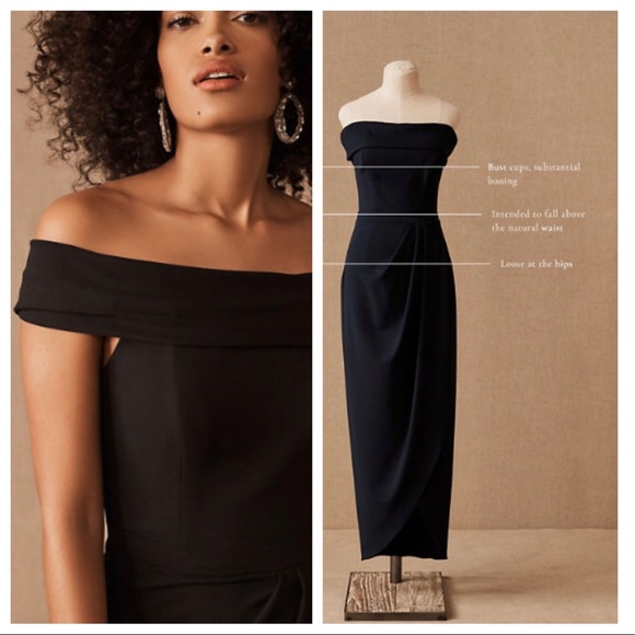 NEW BHLDN Thompson Off-the-Shoulder Crepe Dress Z509-1 - Picture 2 of 3